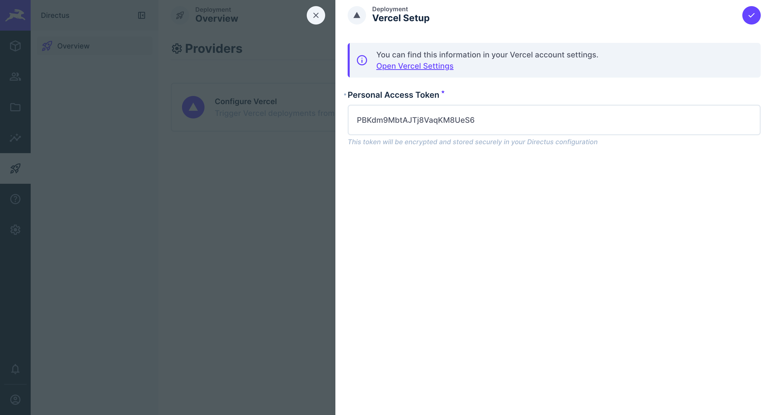 Vercel configuration token